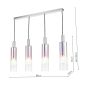 Ruben 4 Light Bar Pendant Satin Silver and Ribbed Iridised Glass