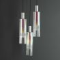 Ruben 3 Light Cluster Pendant Satin Silver and Ribbed Iridised Glass
