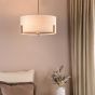 Santino 3 Light Pendant Antique Bronze With Natural Linen Shade