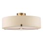 Santino 3 Light Semi-Flush Antique Bronze With Natural Linen Shade