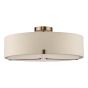 Santino 3 Light Semi-Flush Antique Bronze With Natural Linen Shade