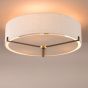 Santino 3 Light Semi-Flush Antique Bronze With Natural Linen Shade