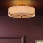 Santino 3 Light Semi-Flush Antique Bronze With Natural Linen Shade