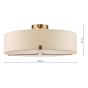Santino 3 Light Semi-Flush Antique Bronze With Natural Linen Shade