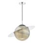 Saturn Pendant Planet Style Glass and Polished Chrome