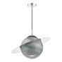Saturn Pendant Planet Style Glass and Polished Chrome