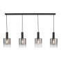 Savannah 4 Light Bar Pendant Matt Black and Smoked Glass