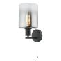 Savannah Wall Light Matt Black and Smoked Glass
