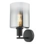 Savannah Wall Light Matt Black and Smoked Glass