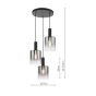 Savannah 3 Light Cluster Pendant Matt Black and Smoked Glass