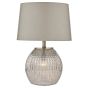 Sonia Dual Light Table Lamp Antique Brass & Silver Glass With Shade