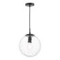 Ripple Pendant Matt Black & Clear Glass