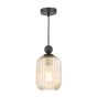 Pendant Matt Black with Champagne Ribbed Glass