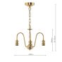 3 Light Suspension Natural Brass Fitting Only