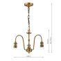 3 Light E14 Armed Suspension Antique Bronze