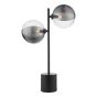 Spiral 2 Light Table Lamp Matt Black With Smoked/Clear Ribbed Glass