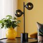 Spiral 2 Light Table Lamp Matt Black With Black Confetti Glass