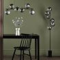 Spiral 6 Light Floor Lamp Matt Black With Smoked/Clear Ribbed Glass