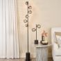 Spiral 6 Light Floor Lamp Matt Black With Closed Organic Smoked Glass