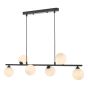 Spiral 6 Light Bar Pendant Matt Black With Opal Glass