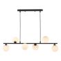 Spiral 6 Light Bar Pendant Matt Black With Opal Glass