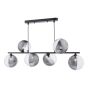 Spiral 6 Light Bar Pendant Matt Black With Smoked/Clear Ribbed Glass