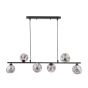 Spiral 6 Light Bar Pendant Matt Black With Closed Organic Smoked Glass