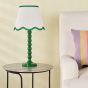 Spool Table Lamp Green With Shade