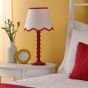 Spool Table Lamp Red With Shade