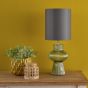 Suelita Table Lamp Green Ribbed Glass and Antique Brass With Shade