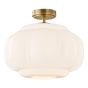 Sumitra Flush Antique Bronze and Opal Glass