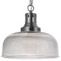 Tack Pendant Industrial Nickel and Textured Glass