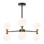 Takara 6 Light Semi-Flush Matt Black and Bronze With Opal Glass