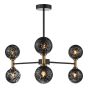 Takara 6 Light Semi-Flush Matt Black and Bronze With Black Confetti Glass