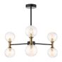 Takara 6 Light Semi-Flush Matt Black and Bronze With Twisted Amber Glass