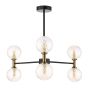 Takara 6 Light Semi-Flush Matt Black and Bronze With Twisted Amber Glass