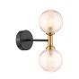Takara 2 Light Wall Light Matt Black and Bronze With Twisted Amber Glass