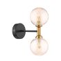 Takara 2 Light Wall Light Matt Black and Bronze With Twisted Amber Glass