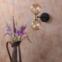 Takara 2 Light Wall Light Matt Black and Bronze With Twisted Amber Glass