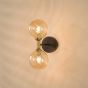 Takara 2 Light Wall Light Matt Black and Bronze With Twisted Amber Glass