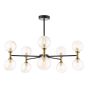 Takara 10 Light Semi-Flush Matt Black and Bronze With Twisted Amber Glass