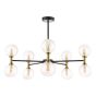 Takara 10 Light Semi-Flush Matt Black and Bronze With Twisted Amber Glass