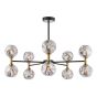 Takara 10 Light Semi-Flush Matt Black and Bronze With Closed Organic Amber Glass