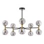 Takara 10 Light Semi-Flush Matt Black and Bronze With Closed Organic Amber Glass