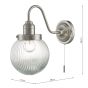 Tamara Wall Light Satin Nickel Ribbed Glass