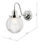 Tamara Bathroom Wall Light Polished Chrome Ribbed Glass IP44 