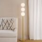 Tauri 3 Light Floor Lamp Matt Gold and Opal Glass