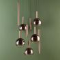 Telis 9 Light Cluster Pendant Matt Bronze and Bronze Ombre Glass LED