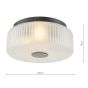 Twyman 3 Light Bathroom Ceiling Light Satin Black and White Ribbed Glass IP44
