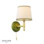 Joules Upton Wall Light Matt Green and Matt Antique Brass With Shade